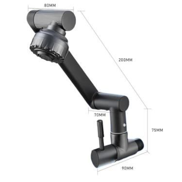 Imagem de Torneira Gourmet de Parede 360° em Aço Inox – Torneira Giratória para Cozinha e Banheiro com Duplo Jato(Torneira de parede-preto)