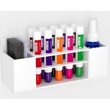 Imagem de Soporte de Pared para Marcadores HBlife Acrílico con 10 Ranuras Blanco