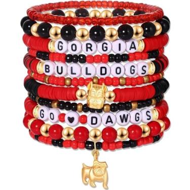 Imagem de Liiusgelad Pulseiras da Amizade Pulseiras Modernas de Contas de Argila Pulseiras Elásticas com Contas Douradas para Mulheres, 7 Peças, Roxas, Boho, Empilháveis, Joias Bonitas, Regular, Argila de