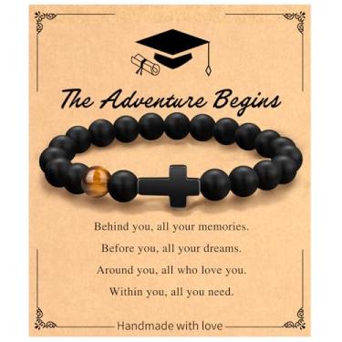 Imagem de Presentes cristãos de Natal para homens, pai, batismo, religioso, cruz, pulseira, para homem, ele, filho, neto, pai, pai, irmão, padrinho, avô, marido, inspirador, religioso, pulseiras Jesus, 7.5" - 8