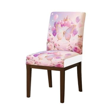 Imagem de HOMETITUTE Capas de cadeira de alta elasticidade para cadeiras de jantar, laváveis, conjunto de 4 capas macias de assento de cozinha, borboleta iridescente elegante para casa, hotel, restaurante
