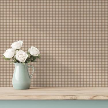 Imagem de YXTII Papel de parede xadrez descasque e cole 43 cm × 78 cm, papel de parede listrado para casa de fazenda autoadesivo removível papel de contato para quarto, prateleira de papel de parede