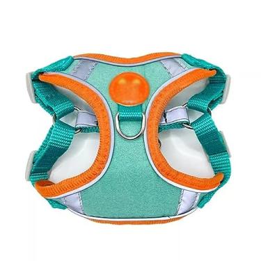Imagem de Peitoral para cães sem puxão, peitoral reflexivo ajustável para filhotes com 4 clipes de trela, adequado para cães pequenos e médios (Cor: A1, Tamanho: 53-61 cm) (A1 21)
