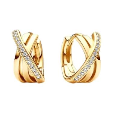 Imagem de Brincos De Argola De Coração Com Pérola Lunar E Cristal Em Prata Ester