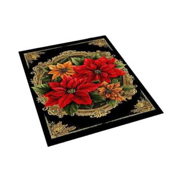 Imagem de Natal poinsétia flor tapete antiderrapante adequado para sala de estar