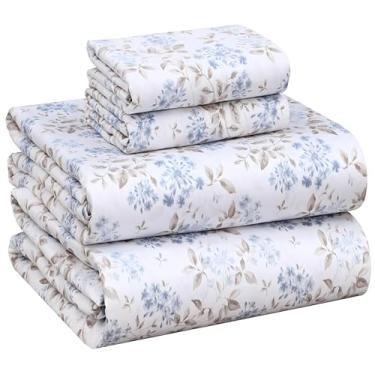 Imagem de RUVANTI Jogo de cama 100% algodão California King - Tecido de cetim macio sedoso para uma sensação de hotel de luxo, bolso profundo de 35,5 cm, refrescante, respirável e durável, 4 peças, campo