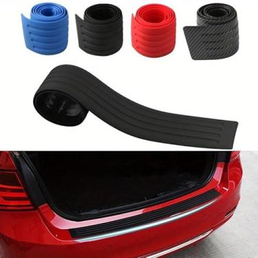 Imagem de 1 peça 90 cm tira de proteção de porta-malas de carro para-choque anti-colisão anti-fricção tira de borracha traseira faixa decorativa porta traseira limite placa de proteção (azul)