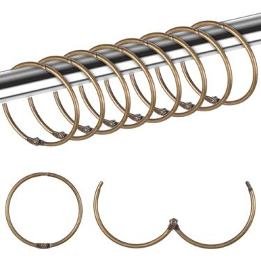 Imagem de 10 anéis de ganchos de cortina de chuveiro, ganchos de chuveiro de metal à prova de ferrugem deslizam suavemente anéis romanos decorativos anel de cortina para banheiro, banheira, janela, varanda