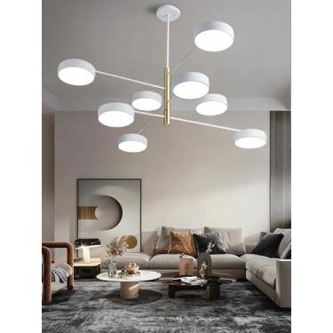 Imagem de Luminária de teto LED regulável com controle remoto, moderna e embutida, ideal para sala de estar, quarto, sala de jantar e outros ambientes (branca, 8 lâmpadas, estilo B).