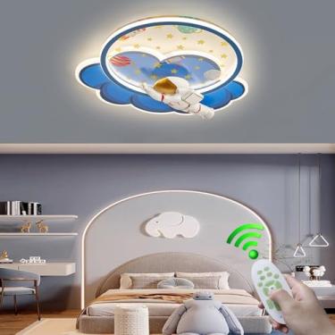 Imagem de Luminária de teto rosa com controle remoto, LED moderno e dimerizável, para quarto infantil, com decoração criativa de unicórnio e nuvem, ideal para cozinha, quarto de menina (Foguete).