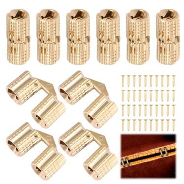 Imagem de 10 dobradiças ocultas de latão de 8 mm, ângulo de abertura de 180 graus, dobradiça invisível para móveis de armário pequeno com 40 parafusos para caixa de anel de joias de madeira, artesanato