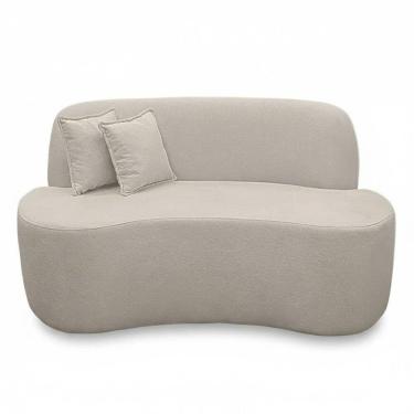 Imagem de Sofá Ondulado Orgânico Pequeno 2 Lugares Sala Bouclé Bouclé Bege