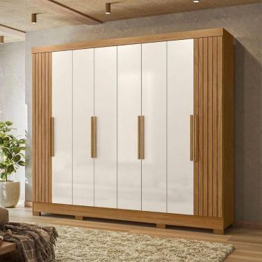 Imagem de Guarda-roupa Casal 8 Portas 4 Gavetas Diplomata Moval Freijo/off White/frisado