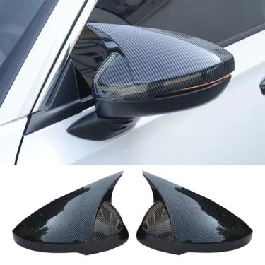 Imagem de 2 peças compatíveis com Honda Civic 2025 2024 2023 2022 acessórios aparência agressiva capa de espelho lateral de porta esportiva exterior guarnições de proteção de espelho retrovisor - fibra de
