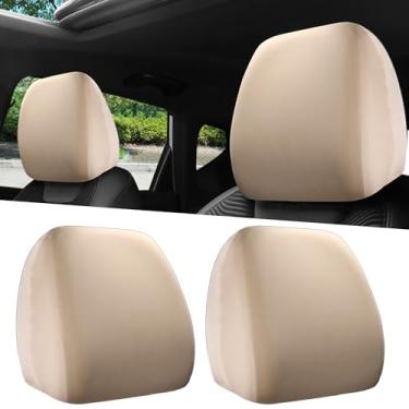 Imagem de 2 peças de capas de encosto de cabeça de carro, protetor de encosto de cabeça de carro macio antisujidade, capa protetora de travesseiro de assento interior de veículo reutilizável, acessórios