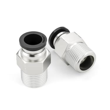 Imagem de luxdeng 1/10.2 cm OD para 1/20.3 cm NPT rosca macho de conexão rápida encaixe de ar PC-1/4-N1 conector pneumático push lock (pacote com 20)