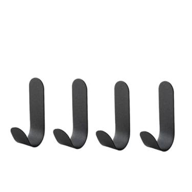 Imagem de Ganchos de parede fortes autoadesivos para toalhas, cabide de porta, bolsa para chaves, suporte de casaco, acessórios de cozinha, banheiro, organizador de casa (preto-4 peças)