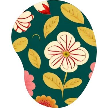 Imagem de Mouse Pad Ergonômico Gota Arte Floral Minimalista Fundo Verde Escuro
