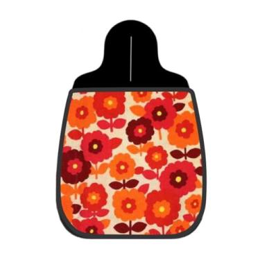 Imagem de Lixeira De Carro Organizador Lixinhocar Estampa Floral Laranja Retrô Fundo Bege