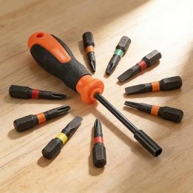 Imagem de Conjunto de 10 peças de chave de fenda catraca, kit de ferramentas de alça magnética doméstica