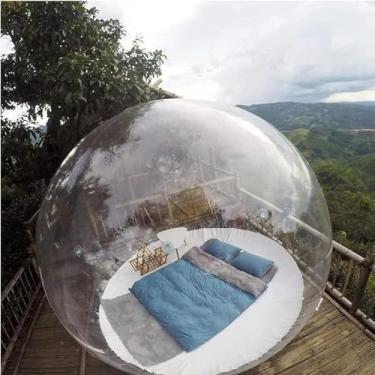 Imagem de Barraca inflável transparente, cúpula à prova de chuva externa de 4 m para observação de estrelas e acampamento em família, aventura de quintal perfeita e experiência única de glamping