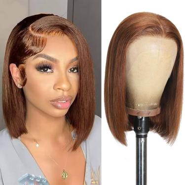 Imagem de Peruca FATIAO #4 Brown Bob Lace Front Human Hair 35cm