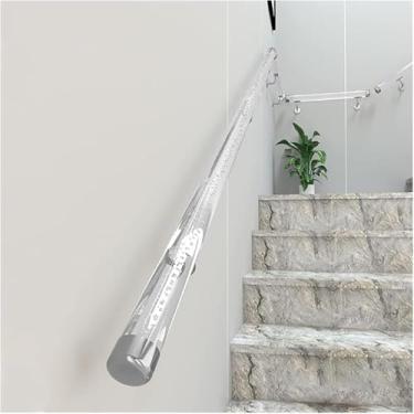 Imagem de DKXCOSQ Corrimão de acrílico transparente para escadas internas, suporte de parede antiderrapante para crianças idosas, suporte de escada, com suportes prateados 100 cm