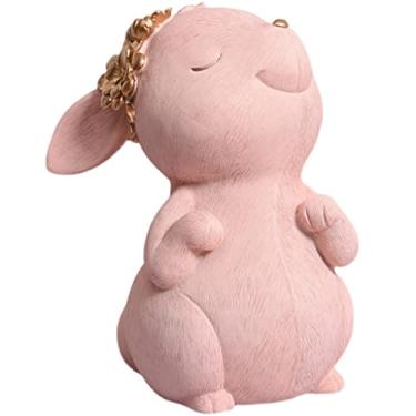 Imagem de Cofrinho cofrinho meninas cofrinho desenho animado coelho dinheiro, ornamento bonito para quarto de menina, estátua de entrada de material de resina, cofrinho de alta capacidade, presente de ano novo