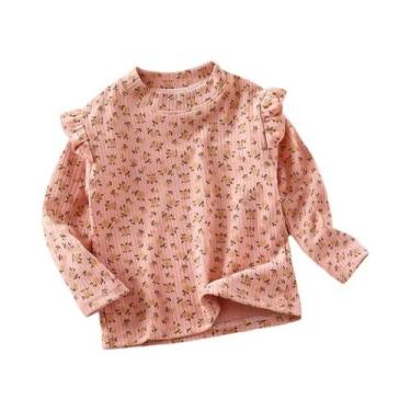 Imagem de Camiseta De Manga Longa Com Estampa Floral Para Menina, Blusa Infantil