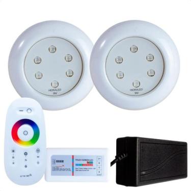 Imagem de Kit 2 Refletores Led 9w RGB ABS e Comando para Iluminação Piscina - Hi