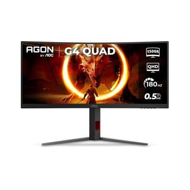 Imagem de Monitor Gamer Curvo 34" LED AOC AGON U34G4C/57 Ultrawide QHD 180Hz 0,5ms Preto e Cinza