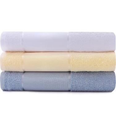 Imagem de Jogo De Toalha 3 Peças Banho Para Bordar 100% Algodão - Multiarte Dohl