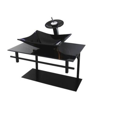 Imagem de Gabinete de vidro para banheiro 60cm ap slim marmorizado - Cubas e Gab