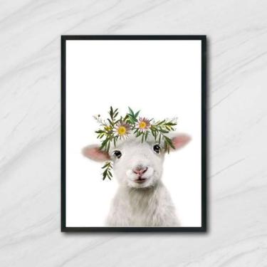 Imagem de Quadro Cabritinho Coroa De Flores 33X24Cm - Moldura Preta