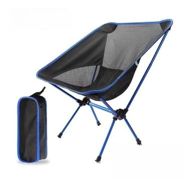 Imagem de Cadeira portátil e plegável，Dobrável Oxford 600D Ultraleve Praia Camping Pesca Com Bolsa Bask(Azul escuro)