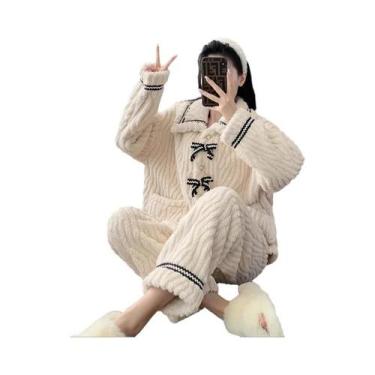 Imagem de Conjunto De Pijamas Femininos Acolchoados E Quentes Para Outono E Inve