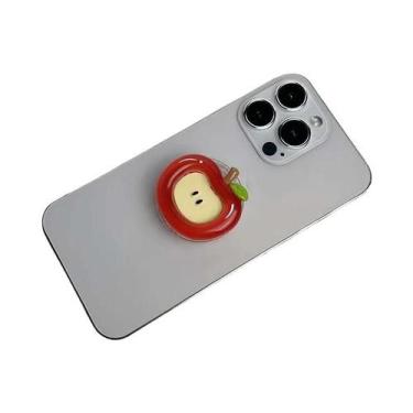 Imagem de Suporte De Celular Dobrável De Resina Maçã Vermelha - Série Frutas Fof
