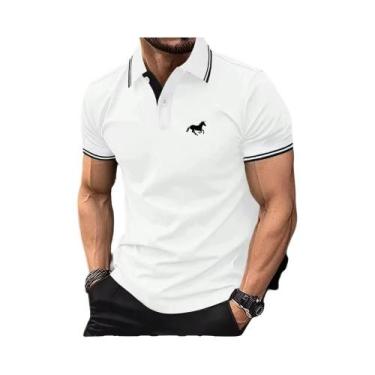 Imagem de Camisa Polo Casual Masculina Super Grande De Manga Curta Com Botão E G