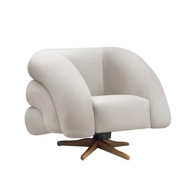 Imagem de Poltrona Giratória Orgânica com Balanço Tana Bouclê Cinza Claro E03 - D'Rossi