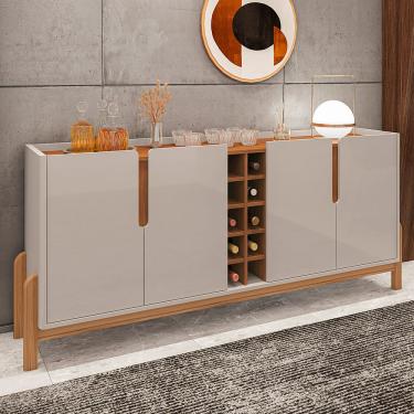 Imagem de Aparador Buffet 4 Portas Belle 190 cm Off White e Cedro com Adega - D'Rossi