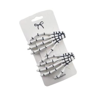 Imagem de Conjunto De 2 Presilhas De Cabelo Estilo Punk Com Mão De Esqueleto E C