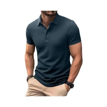 Imagem de Camisa Polo Masculina Casual De Negócios Com Estampa Floral Em Cor Sól