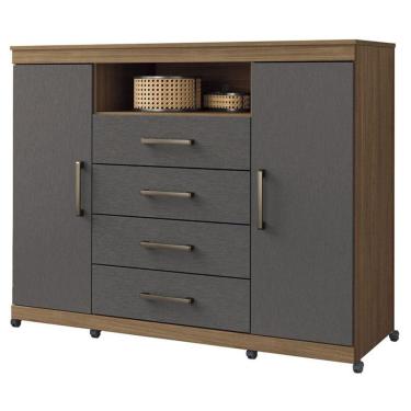 Imagem de Comoda Havana Master com rodizio Jatobá Grafite Acetinado - Santos Andirá