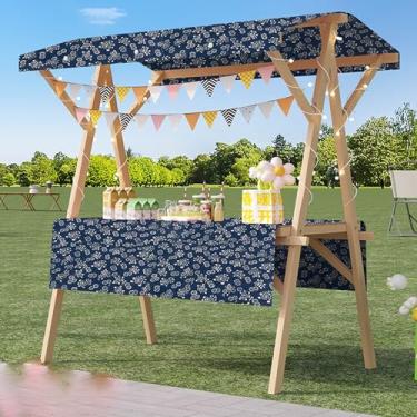 Imagem de Carrinho de mão dobrável portátil de altura ajustável - Suporte de exibição de mercado de madeira (cor 2, 150 x 60 cm) para comida de rua, feiras de artesanato e vendedores ao ar livre - 47/149.9 cm