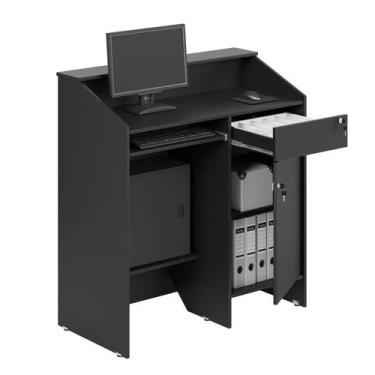 Imagem de Balcão Caixa Atendimento Recepção de Loja 108x45cm com 1 Porta e Gavet