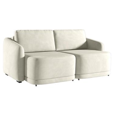 Imagem de Sofá Cama Modulado Retrátil E Reclinável Decorativo Varsóvia 176cm Veludo Bege G33 - Gran Belo