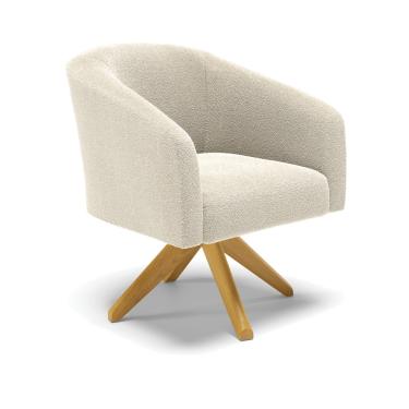 Imagem de Poltrona Decorativa Giratória MA30 Stella Bouclê Bege D03 - D'Rossi