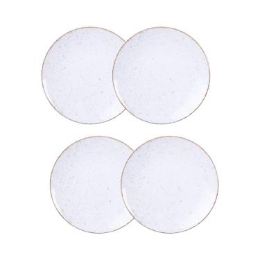 Imagem de Jogo de Pratos Sobremesa Rústico 4 Peças 21 cm Porcelana Decorada Tramontina