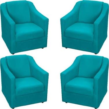 Imagem de Kit 4 Poltronas Decorativa Para Sala Recepção Manicure Barbearia Escri