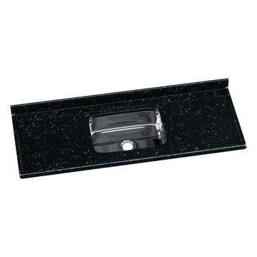 Imagem de Pia De Cozinha Mármore Sintético 140x55cm Com Cuba Aço Inox Multimóveis CR20473 Preto